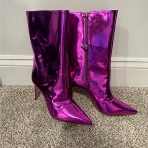 SCHUTZ Metallic Pink Ankle Boots